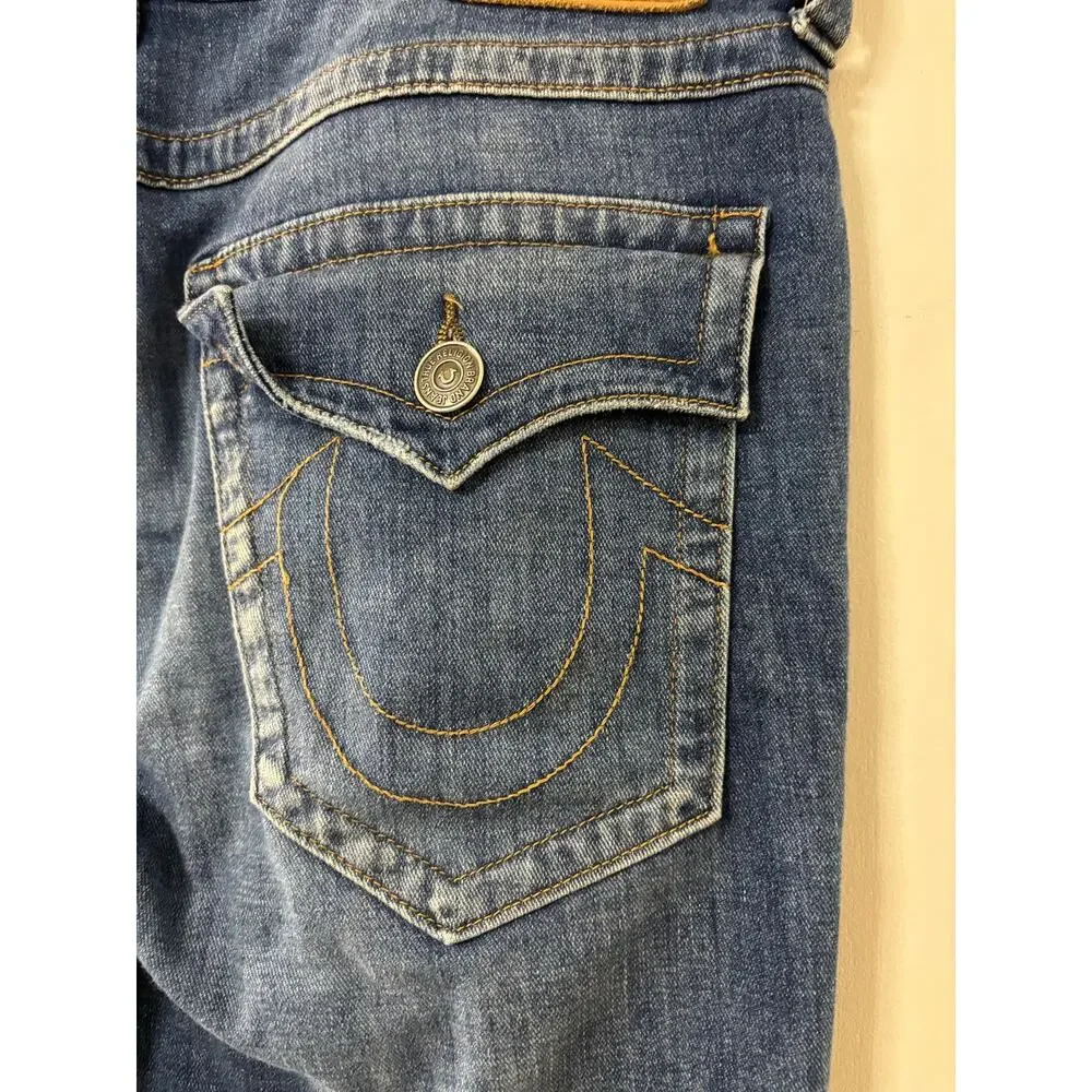 True Religion Mens Size 33 Ricky Relaxed Straight Denim Shorts Raw Cut Off Hem